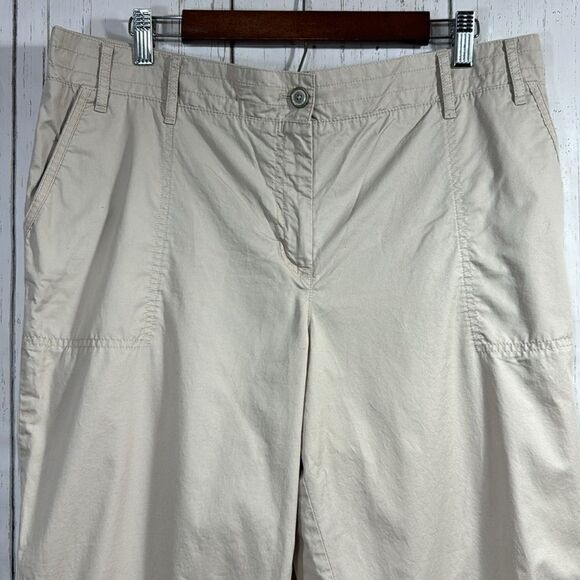 Talbots Tan Cotton Casual Outdoor Womens Khaki Tan Roll Tab Ankle Cropped Pants - Picture 6 of 16